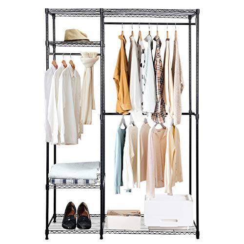 Tangkula Garment Rack Clothing Rack, Heavy Duty Free Standing Closet Organizer with Storage Shelves & Hanging Rods, Clothes Hanger Organizer