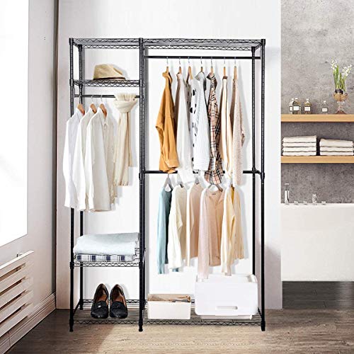 Tangkula Garment Rack Clothing Rack, Heavy Duty Free Standing Closet Organizer with Storage Shelves & Hanging Rods, Clothes Hanger Organizer