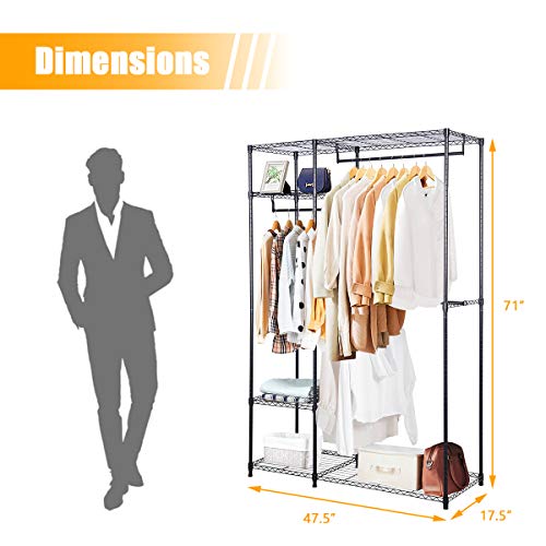 Tangkula Garment Rack Clothing Rack, Heavy Duty Free Standing Closet Organizer with Storage Shelves & Hanging Rods, Clothes Hanger Organizer