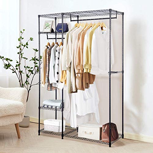 Tangkula Garment Rack Clothing Rack, Heavy Duty Free Standing Closet Organizer with Storage Shelves & Hanging Rods, Clothes Hanger Organizer