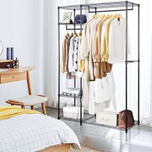 Tangkula Garment Rack Clothing Rack, Heavy Duty Free Standing Closet Organizer with Storage Shelves & Hanging Rods, Clothes Hanger Organizer