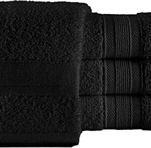 All Design 4 Piece Black Washcloth Set, 13 in 13 in 100% Turkish Cotton Washcloths for Bathroom, Soft Absorbent Washcloths for Body and Face, Wash Rags Kitchen, Baby Washcloths