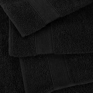 All Design 4 Piece Black Washcloth Set, 13 in 13 in 100% Turkish Cotton Washcloths for Bathroom, Soft Absorbent Washcloths for Body and Face, Wash Rags Kitchen, Baby Washcloths