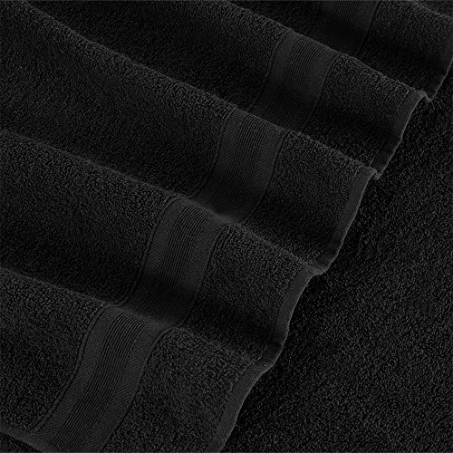 All Design 4 Piece Black Washcloth Set, 13 in 13 in 100% Turkish Cotton Washcloths for Bathroom, Soft Absorbent Washcloths for Body and Face, Wash Rags Kitchen, Baby Washcloths