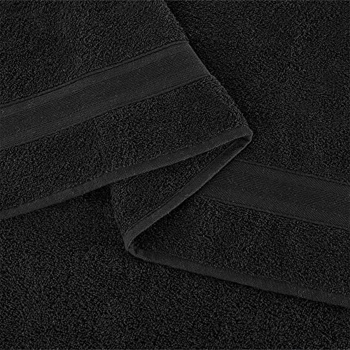 All Design 4 Piece Black Washcloth Set, 13 in 13 in 100% Turkish Cotton Washcloths for Bathroom, Soft Absorbent Washcloths for Body and Face, Wash Rags Kitchen, Baby Washcloths