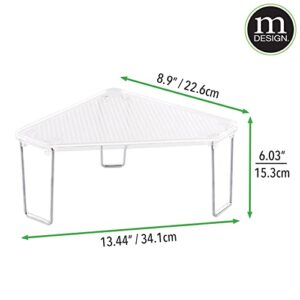 mDesign Plastic/Steel Corner Stackable Rack, Storage Organizer Shelf for Bathroom, Vanity, Countertop, Sink, Cabinet, Holds Makeup, Shower Accessories, Ligne Collection - 2 Pack - Clear