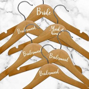 Set of 6 Vinyl Art Decals - Bride Bridesmaid Maid of Honor - from 0.5" to 3" Each - for Phone Case Heels Shoes Hangers Wedding Decor (White)
