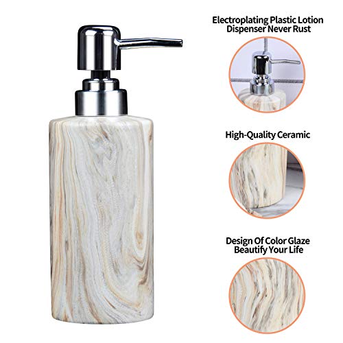 Marble Bathroom Accessories Set Ceramic - Including 4 Piece White Marble Bathroom Accessory Set Soap Dispenser, Toothbrush Holder, Tumbler, Soap Dish, The Best Gift Choice