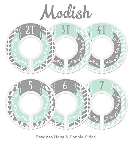 Modish Labels Kids Clothes Size Dividers, Clothes Organizer Kids, Closet Size Dividers, Closet Organizer System, School Clothes, Gender Neutral, Boy, Girl, Woodland, Arrows, Mint, Gray (Toddler/Child)