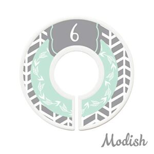 Modish Labels Kids Clothes Size Dividers, Clothes Organizer Kids, Closet Size Dividers, Closet Organizer System, School Clothes, Gender Neutral, Boy, Girl, Woodland, Arrows, Mint, Gray (Toddler/Child)