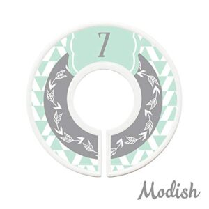 Modish Labels Kids Clothes Size Dividers, Clothes Organizer Kids, Closet Size Dividers, Closet Organizer System, School Clothes, Gender Neutral, Boy, Girl, Woodland, Arrows, Mint, Gray (Toddler/Child)