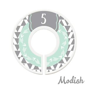 Modish Labels Kids Clothes Size Dividers, Clothes Organizer Kids, Closet Size Dividers, Closet Organizer System, School Clothes, Gender Neutral, Boy, Girl, Woodland, Arrows, Mint, Gray (Toddler/Child)
