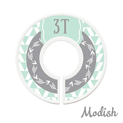 Modish Labels Kids Clothes Size Dividers, Clothes Organizer Kids, Closet Size Dividers, Closet Organizer System, School Clothes, Gender Neutral, Boy, Girl, Woodland, Arrows, Mint, Gray (Toddler/Child)