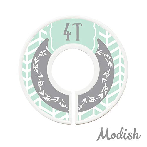 Modish Labels Kids Clothes Size Dividers, Clothes Organizer Kids, Closet Size Dividers, Closet Organizer System, School Clothes, Gender Neutral, Boy, Girl, Woodland, Arrows, Mint, Gray (Toddler/Child)