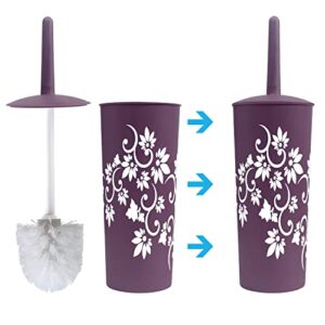 Blue Donuts Bathroom Accessories Set Complete, Toilet Brush and Holder, Trash Can, Toothbrush Holder, Purple, 7 Pieces