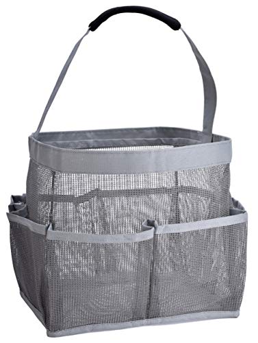 Mesh Shower Bag - Easily Carry, Organize Bathroom Toiletry Essentials While Taking a Shower. (9-Pockets | Grey)