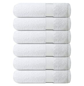 infinitee xclusives premium white hand towels 6 pack, 16x28 inches, hotel and spa quality, highly absorbent and super soft hand towels for bathroom