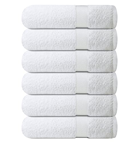 Infinitee Xclusives Premium White Hand Towels 6 Pack, 16x28 Inches, Hotel and Spa Quality, Highly Absorbent and Super Soft Hand Towels for Bathroom