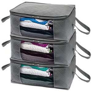 woffit foldable storage bag organizers, great for clothes, blankets, towels, winter & summer clothing, closets, bedrooms, under bed