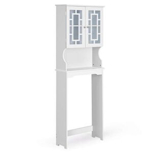giantex over-the-toilet storage spacesaver, bathroom organizer with cabinet and shelf, above toilet standing rack (white)