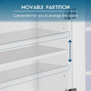 Giantex Over-The-Toilet Storage Spacesaver, Bathroom Organizer with Cabinet and Shelf, Above Toilet Standing Rack (White)