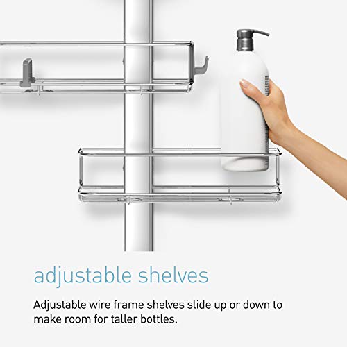 simplehuman Adjustable Shower Caddy, Stainless Steel and Anodized Aluminum