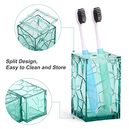 5 Piece Bathroom Accessories Set, Acrylic Bathroom Vanity Accessory Set with Toothbrush Holder Tumbler Lotion Dispenser Soap Dish Toilet Brush Set for Elegant Bathroom Decor and Gift Set (Blue)