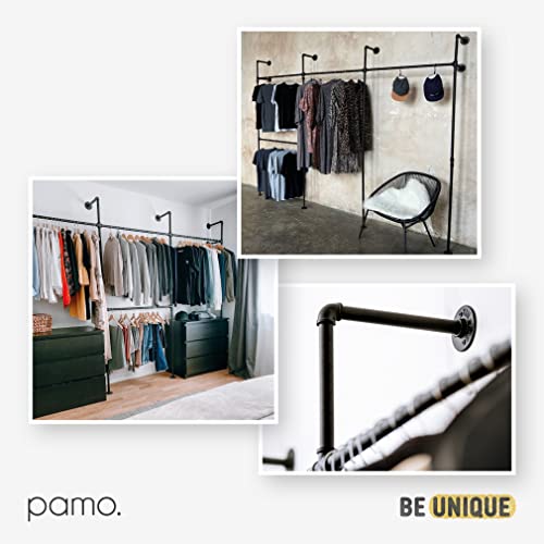 pamo Industrial Design garment rack - LAS Edge - freestanding Coat Rack for Walk-In Wardrobe Wall I Clothes Rack Made of Black Sturdy Pipes freestanding from Water Pipes