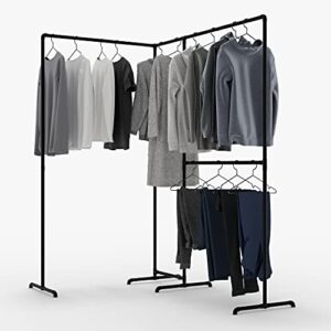 pamo Industrial Design garment rack - LAS Edge - freestanding Coat Rack for Walk-In Wardrobe Wall I Clothes Rack Made of Black Sturdy Pipes freestanding from Water Pipes