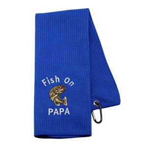 Papa Fishing Gift for Papa Fish On Papa Fishing Accessories Fishing Towel (Fish ON PAPA1) …