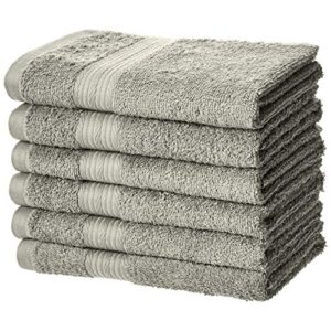 amazon basics fade-resistant cotton hand towel - 6-pack, gray