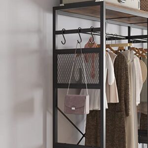 Independent Wardrobe Manager - Heavy Duty Garment Rack with 4 Drawers and 6 Hooks - Freestanding Closet Shelves Organizer - Wardrobe Clothes Organizer with Hanging Rod - Industrial Clothing Rack