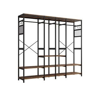 Independent Wardrobe Manager - Heavy Duty Garment Rack with 4 Drawers and 6 Hooks - Freestanding Closet Shelves Organizer - Wardrobe Clothes Organizer with Hanging Rod - Industrial Clothing Rack