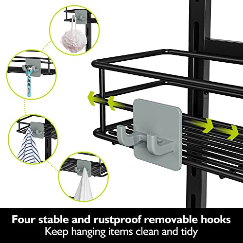 Orimade Over the Door Shower Caddy Adjustable Hanging Organizer Shelf Rack Rustproof with Hook,Shampoo Holder Bathroom Shelf with Soap Holder Basket with Suction Cup Extra Large, 5 Tier (US Patent)