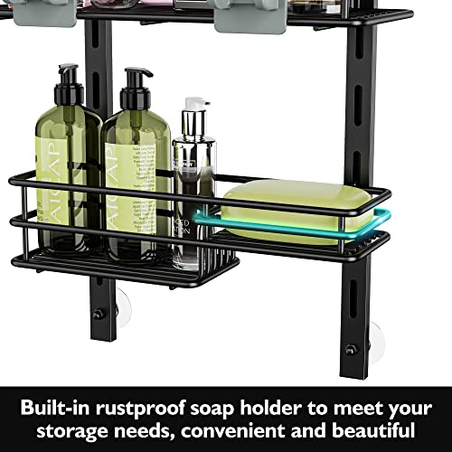 Orimade Over the Door Shower Caddy Adjustable Hanging Organizer Shelf Rack Rustproof with Hook,Shampoo Holder Bathroom Shelf with Soap Holder Basket with Suction Cup Extra Large, 5 Tier (US Patent)