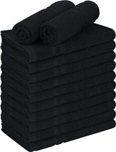 utopia towels cotton bleach proof salon towels (16x27 inches) - bleach safe gym hand towel (12 pack, black)