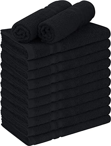 Utopia Towels Cotton Bleach Proof Salon Towels (16x27 inches) - Bleach Safe Gym Hand Towel (12 Pack, Black)