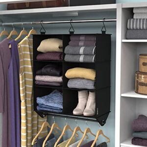 ClosetMaid 6-Shelf Fabric Hanging Closet Organizer with Garment Rod for Shirts, Sweaters, Pants, Hats, Shoes, Purses with Charcoal Black Finish