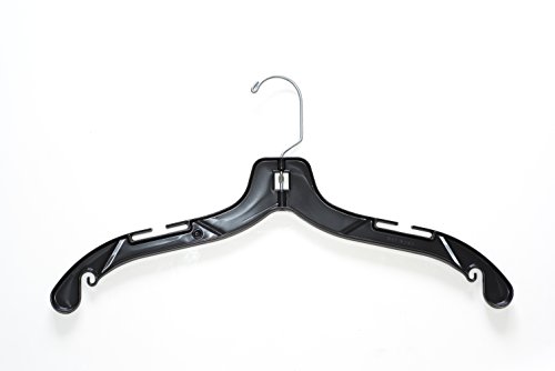 NAHANCO 2508 Plastic Dress Hanger, T-Shirt Weight, 17", Black (Pack of 100)