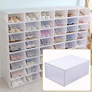 wdzczdoo 20/24 pack shoe storage boxes, clear plastic stackable foldable shoe organizer bins, drawer type front opening shoe sneaker holder containers (24pcs)