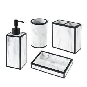 avanti linens - 4pc bath set, marble-look countertop accessories, modern inspired home decor (jasper collection)