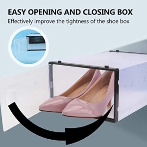 Alipis 3pcs Case High Men with Heels Women for Shoes Plastic Shoe Toy Stackable Holder Large & Transparent Boot Bin Easy Lid Foldable Assembly, Clamshell Room, Household Sneaker Opening