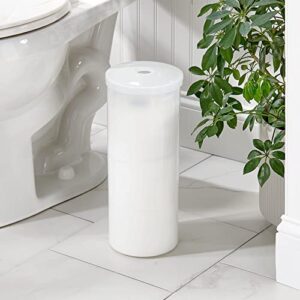 mDesign Plastic Floor Stand Toilet Paper Organizer with Cover, 3-Roll Space-Saving Tissue Storage for Bathroom - Fits Under Sink, Vanity, Shelf, in Cabinet, Corner - Aura Collection - Frost