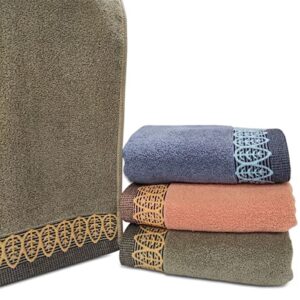 Heikrdo Ultra Absorbent & Soft Cotton Hand Towels(3-Pack,14x29inch) for Hand, Face, Gym and Spa (3-Colors)