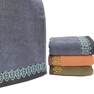 Heikrdo Ultra Absorbent & Soft Cotton Hand Towels(3-Pack,14x29inch) for Hand, Face, Gym and Spa (3-Colors)