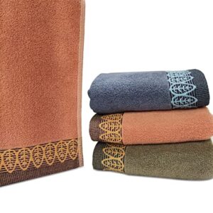 Heikrdo Ultra Absorbent & Soft Cotton Hand Towels(3-Pack,14x29inch) for Hand, Face, Gym and Spa (3-Colors)