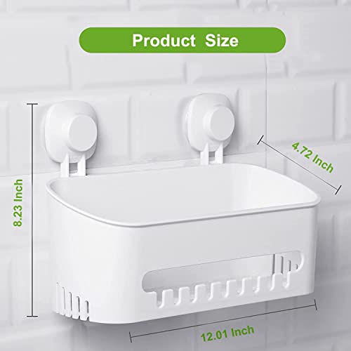 LUXEAR Suction Cup Shower Caddy - No Drilling Removable Shower Shelf - Powerful Suction Shower Organizer Max Hold 22lbs Suction Bathroom Caddy, Waterproof Suction Storage Basket for Bathroom & Kitchen