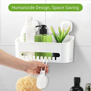 LUXEAR Suction Cup Shower Caddy - No Drilling Removable Shower Shelf - Powerful Suction Shower Organizer Max Hold 22lbs Suction Bathroom Caddy, Waterproof Suction Storage Basket for Bathroom & Kitchen