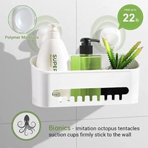 LUXEAR Suction Cup Shower Caddy - No Drilling Removable Shower Shelf - Powerful Suction Shower Organizer Max Hold 22lbs Suction Bathroom Caddy, Waterproof Suction Storage Basket for Bathroom & Kitchen