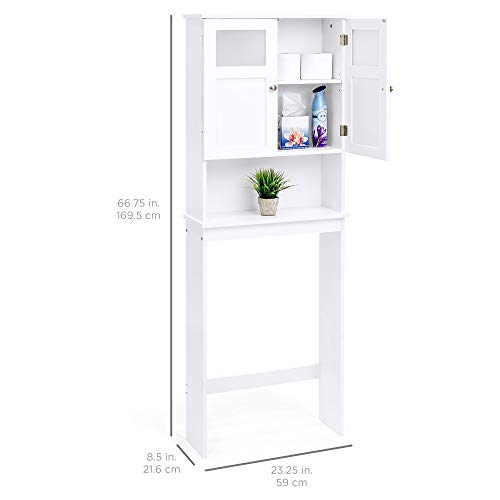 Best Choice Products Wooden Over-The-Toilet Space Saving Cabinet Shelf Tower Rack for Linens, Toiletry, White